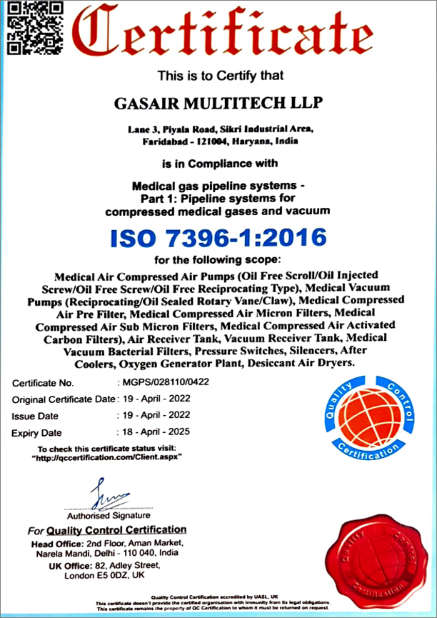 Certificate ISO 7396